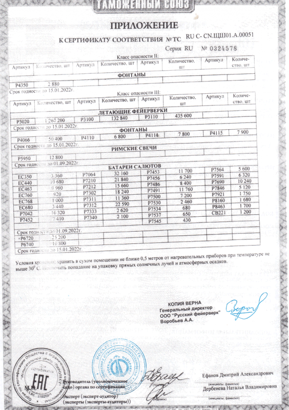 Сертификат соответствия № 0324578  - Льгов | lgov.salutsklad.ru 